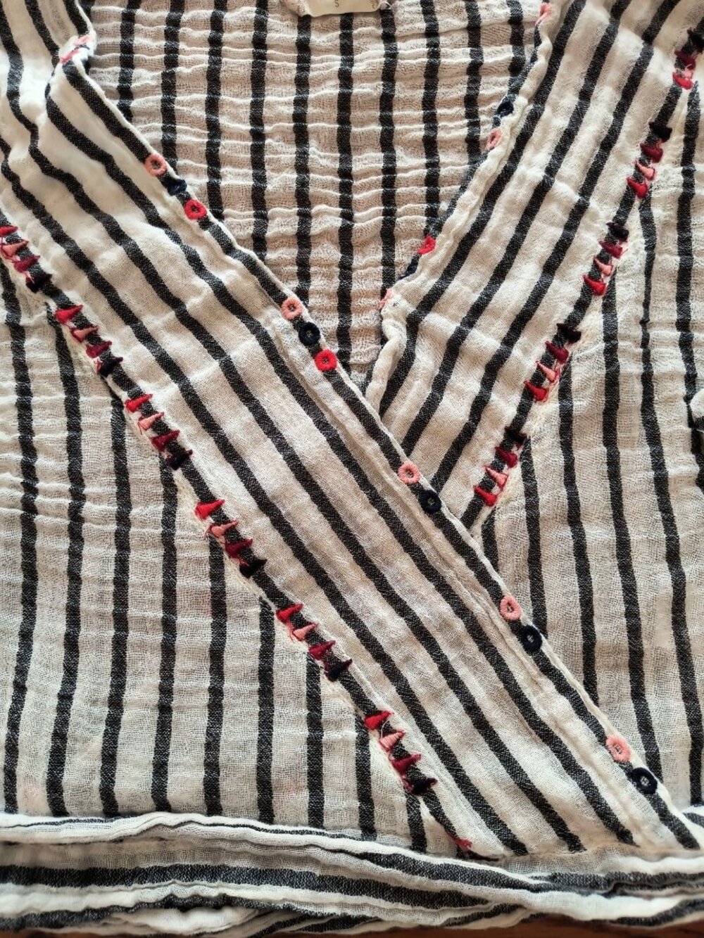Altrd State S Gray White Stripe Wrap Crop Top Half Sleeve Gauze - Picture 3 of 5